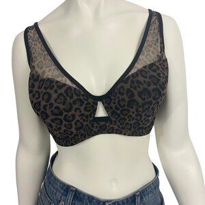 Smart & Sexy Bra Size 36DD Black Leopard Print Mesh Padded Underwire NWT